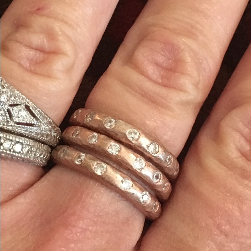Chic Rose Gold and Silver Crystal Rings